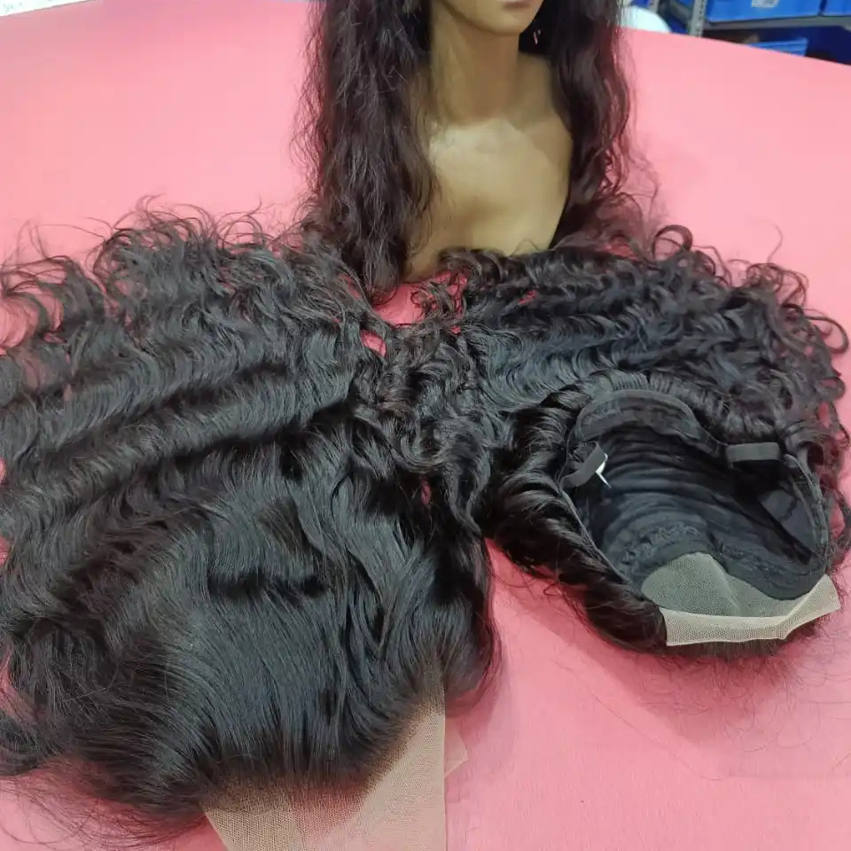 Rambut manusia mentah renda depan penutupan wig bahan renda dengan rambut individu terikat pada dasar wig Yang bagus garis rambut