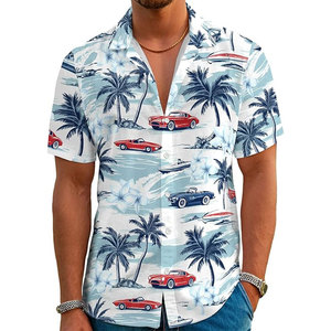 Vêtements de plage hawaïens pour hommes personnalisés chemises en lin/coton nouveau design tricoté anti-rides été décontracté vente en gros - Product Image 2