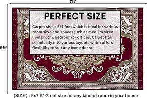 Alfombra de chenilla de 5x7 pies | Alfombra de terciopelo suave para sala de estar, salón y Dormitorio | Alfombra de suelo para el hogar | Designer Dari for Floor - Product Image 6