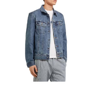 Streetwear hiver hommes veste en jean déchiré coupe ajustée style de la mode épais doublé bleu jean vêtements d'extérieur manteau design décontracté - Product Image 3