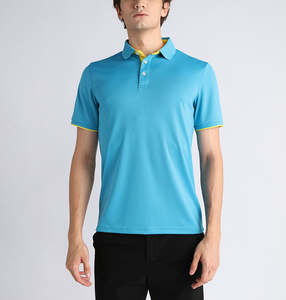 T-shirt de golf décontracté en coton lavé uni pour homme, personnalisable avec votre propre marque - Product Image 3