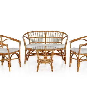Mahligay ชุดหวายแฮนด์เมดสำหรับวิลล่าหรือบ้านเก้าอี้ไม้ดีไซน์เรียบง่าย - Product Image 1