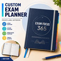 Agenda LABON personnalisé A5 Exam Focus 365 avec couverture en cuir PU, onglets mensuels, planificateur d'études, suivi des habitudes, carnet