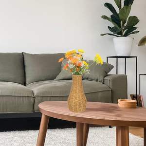 Vase en rotin naturel fabriqué à la main Design Vintage moderne pour la décoration de la maison Vase de table en gros fabriqué au Vietnam - Product Image 5
