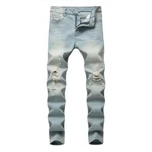 Custom Print Men's Denim Pants High Quality Cotton Light Washed Baggy Plus Size <b>Jeans</b> Pant for Men 2025 - Product Image 6