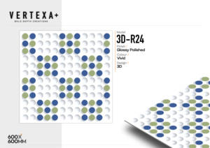 กระเบื้องพอร์ซเลนเคลือบเงา ขนาด 60x60 ซม. ลายแบบนามธรรม ผิวมันวาว 3 มิติ รุ่น R24-Glossy ขนาด 600x600 มม. สำหรับตกแต่งภายใน - Product Image 2