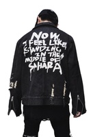 Veste en jean réversible pour homme, sans capuche, col montant, écologique, avec logo imprimé sur le devant et détails boutonnés – Taille et logo personnalisables