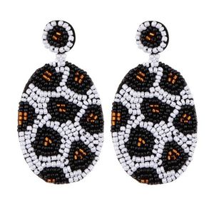 High Quality Beaded Embroidery Black With White Dangle Drop <b>Earring</b> With <b>Beautiful</b> Handmade Jewelry Fancy Style From India - Product Image 5