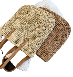 Bolsos de Playa de Paja Tejidos a Mano para Mujer, Bolsos de Hombro de Paja, Bolsos de Ganchillo y Macramé - Product Image 1