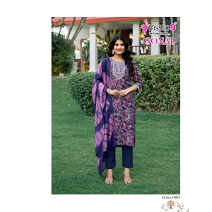 Nouvelle Collection Roman Soie Modal 3 Pièces Paires Vêtements Pakistanais Palazzo Suit à Prix d'Exportation depuis l'Inde - Product Image 1