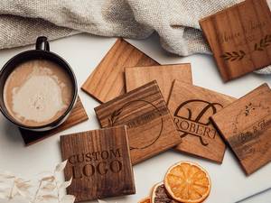 Posavasos de nogal de alta calidad hechos a mano de La India a la venta a granel Posavasos de madera al por mayor - Product Image 6