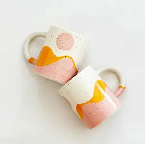 Design unico doppio colori pittura a mano punto glassa fatto a mano tazza da caffè in ceramica per uso di stoviglie e ristoranti