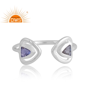 แหวนพลอย iolite & labradorite ธรรมชาติ925เงินสเตอร์ลิงเครื่องประดับออกแบบได้ตามต้องการของขวัญสำหรับผู้หญิง - Product Image 3