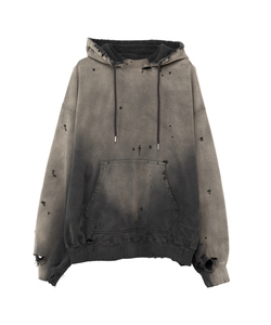 Vente en gros personnalisé hommes en jersey à capuche côtelé cordon de serrage goutte d'épaule surdimensionné Boxy sweats à capuche en détresse délavé brodé - Product Image 4