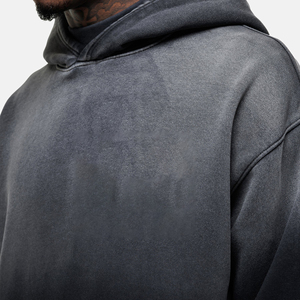 2025 nouveau arrivé sur mesure lavage à l'acide surdimensionné en détresse Streetwear pull à capuche goutte épaule poids lourd hommes sweats à capuche - Product Image 6