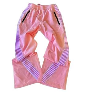 Joggers en toile délavée personnalisés, coupe droite, légers, taille haute élastique, style streetwear, sportswear décontracté, avec bandes latérales - Product Image 3
