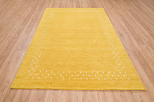 Tapis Gabbeh jaune soleil, tissé à la main en laine, style turc, tapis minimaliste pour salon, chambre à coucher, décoration intérieure - Product Image 4