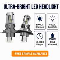 Ampoule de phare de voiture LED H4 6000K Blanc froid 35W 3200lm 12V Lampe de remplacement pour véhicule universel