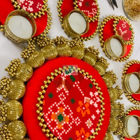 Ensemble de rangoli traditionnel en bois fait main avec porte-bougie chauffe-plat, décoration Diwali, centre de table, cadeau de mariage, souvenir de fête
