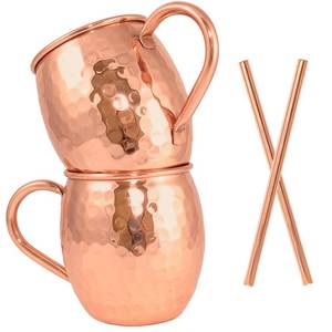 Ensemble de tasses à Moscow Mule en cuivre de qualité supérieure et de pailles - Product Image 4