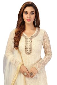 Trendmalls Women's Ethnic Embroidery Salwar <b>Suit</b> Set Kurta Sharara with Dupatta for <b>Wedding</b> (G63-Offwhite) - Product Image 5