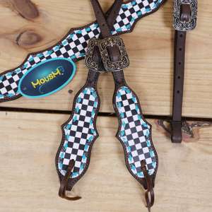 Juego de Cabezada y Pechera de Cuero de Fábrica Directa, Trenzado de Cuero Crudo Turquesa, Juego de Arneses para Caballo, Servicio OEM, Bienvenido al Mejor Precio - Product Image 5