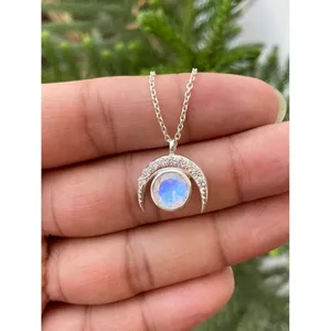 Collier en argent 925 en forme de croissant de lune pour les occasions de cadeaux - Product Image 2