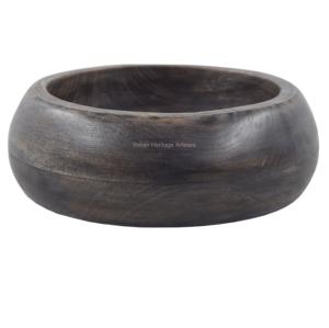 Bol en bois noir antique élégant et durable de style américain, fabriqué à la main, prix direct usine IHA, pour fêtes et usages multiples en cuisine - Product Image 1