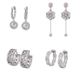 Customized Sterling <b>Silver</b> Rhodium & Gold Plated Zircon Earrings for Women & Children-Wedding & Party Gift - Product Image 5