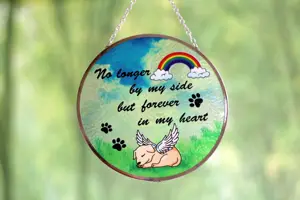 Customized UV Printing "Miss The Little Dog Who Left" Hanging Pendant Round Wall Hangings Home Decor