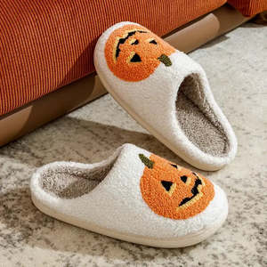 <b>Fluffy</b> Halloween Citrouille for <b>Slippers</b> with Closed Toe Mignons Chaussons - Product Image 6