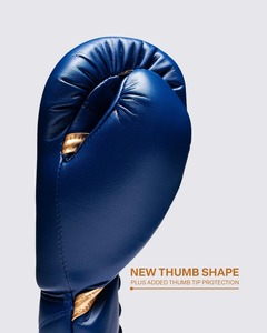 Gants de boxe en cuir haut de gamme personnalisables avec fermeture auto-agrippante, antidérapants, à doigts entiers, avec sangle réglable et lacets, pour le Muay Thai - Product Image 6