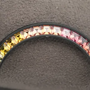 Bisel de Reloj con Diamantes de Moissanita, Degradado Multicolor, Estilo Helado, Lujoso, de Acero Inoxidable Negro, Bisel de Repuesto Personalizado - Product Image 2