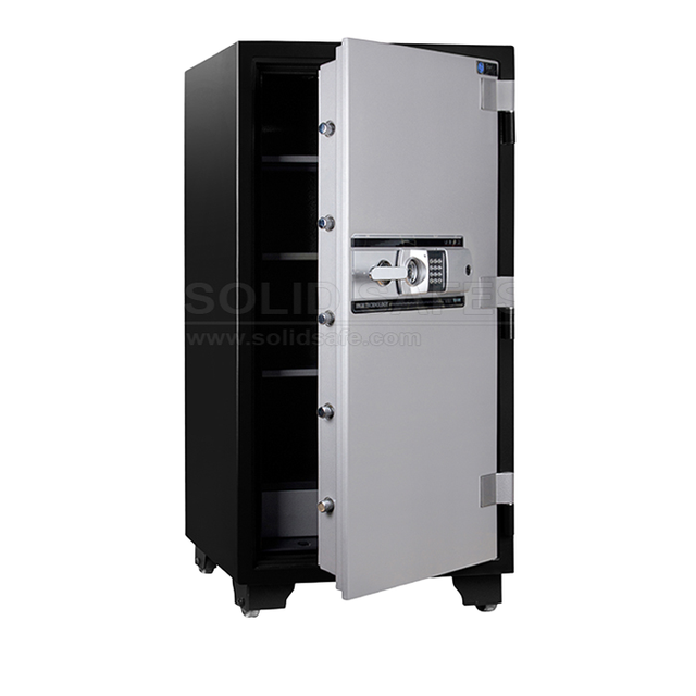 Dual Digital Safe Locker with Enhanced Security Electronic Lock and Key Lock Stainless Steel Fireproof Safe with 3 Shelves