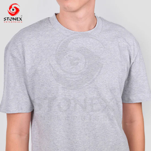 T-shirt de fitness pour homme, col rond, respirant, anti-transpiration, décontracté, couleur unie, 100% coton, coupe ample, 300g - Product Image 4