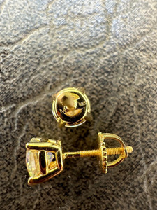 Solidtaire Vintage Style Unisexe 18K Plaqué Or Jaune Opale Moissanite Boucles D'oreilles Bijoux De Mode Diamant Pierre Fait Alliage - Product Image 4