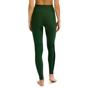 Leggings de Yoga para Mujer, Cintura Alta, Verde Oscuro, Panel Lateral en Contraste, Leggings de Yoga con Cintura Elástica para Gimnasio y Entrenamiento - Product Image 2