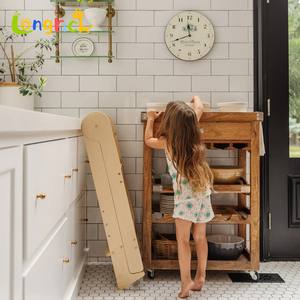 Aide de cuisine <span class=keywords><strong>Montessori</strong></span> pour enfants, échelle à marches en bois, hauteur réglable, tabouret d'activité pour tout-petits - Product Image 5