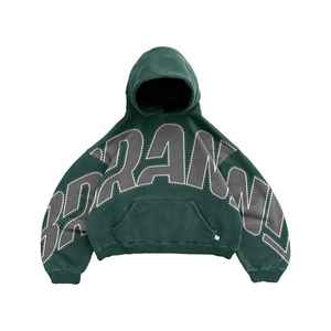 OEM personalizado 100% alta calidad colorido hombres sudaderas con capucha cortas negro gris algodón poliéster mezcla - Product Image 3