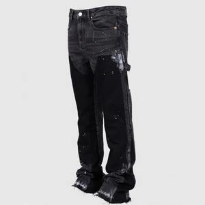 Jeans de Pierna Recta Estilo Americano Retro Hip-hop para Hombre y Mujer, Modernos, Jacquard, Estampado Completo, Micro Acampanados, Casuales, Bordados - Product Image 4