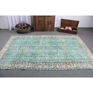 พรมวินเทจตุรกี ขนาด 5.3x8.4 ฟุต (162x257 ซม.) พรมขนสัตว์สีน้ำเงิน - Product Image 3