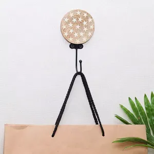 Mughalcrafts Versatile Brown <b>Wooden</b> <b>Hooks</b> Star Pattern Wall <b>Hooks</b> for Hanging Clothing Bags Tools Jewelry in Kitchen Bathroom - Product Image 2