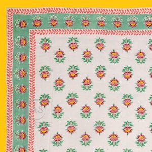 Traditional Printed Floral Cotton <b>Quilt</b> Green/Yellow Border Lightweight <b>Single</b> Bed Cover 85x55 Inches-Eco-Friendly - Product Image 5