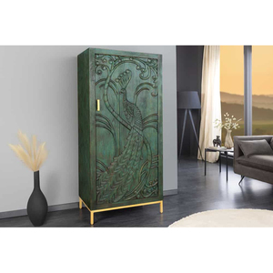 Mueble de Almacenamiento de Madera de Mango Maciza con Borde Natural, Estilo Moderno, Resistente al Agua, Ecológico, con Ruedas Plegables para Cocina - Product Image 1