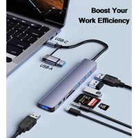 Hub Multipuerto USB 3.0 Tipo-C, Carga, Transferencia de Datos, Salida de Video, Lector de Tarjetas SD/TF, Adaptador de Aluminio, 5-8 Puertos, CE/FCC/ROHS