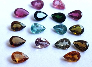 Tourmaline multicolore naturelle 6x9mm Coupe poire-Tourmaline multicolore en vrac Coupe poire - Product Image 2