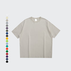 เสื้อยืดผ้าฝ้าย100% สำหรับผู้ชายทรงโอเวอร์ไซส์แฟชั่นแขนสั้นมีกระเป๋า240กรัมผ้าน้ำหนัก3D ทึบ - Product Image 4