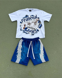 Sweat-shirt avec logo personnalisé pour hommes, impression haute visibilité, ensemble short et t-shirt, survêtement avec impression unique - Product Image 3