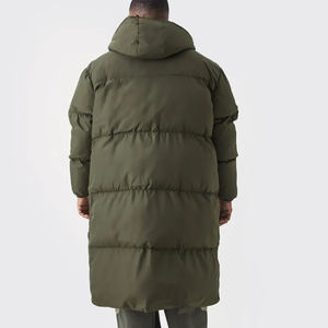 Chaqueta larga acolchada de poliéster OEM/ODM 100% para hombre, chaqueta de invierno con capucha y cremallera completa con logotipo bordado personalizado para hombre - Product Image 2