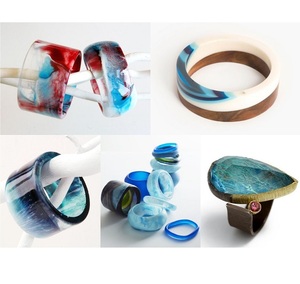 2025 de gran oferta, diseño moderno de juegos de brazaletes de latón, fregona de resina de madera de varios colores, brazalete de latón para mujeres y niñas - Product Image 5